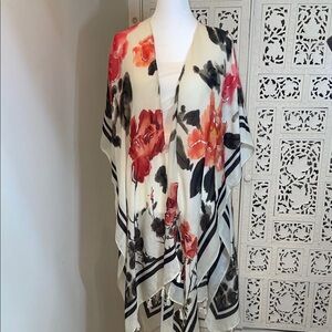 Cotton Rose flower Swim Coverup in Cream, Red, Black